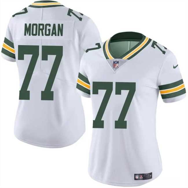Womens Green Bay Packers #77 Jordan Morgan White 2024 Draft Vapor Untouchable Limited Stitched Jersey Dzhi->women nfl jersey->Women Jersey